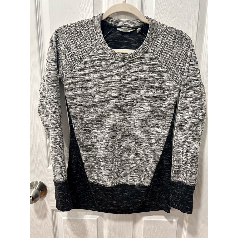 Athleta Marled R&R Grey Pullover‎ Heavy Sweatshirt Size XXS Zipper Flaps